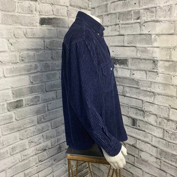 Vintage 90s Levi's White Label Shirt Blue Thick Corduroy Shacket - Picture 4 of 11